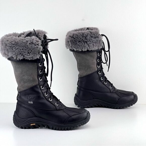 Ugg Australia Adirondack Tall Black and Gray Women’s Boots, Size 6 - Picture 4 of 10